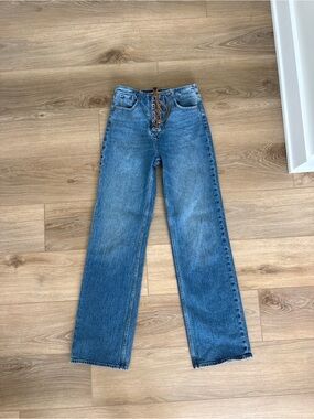 Abercrombie & Fitch Blue Lace-Up Straight Leg Jeans 26L